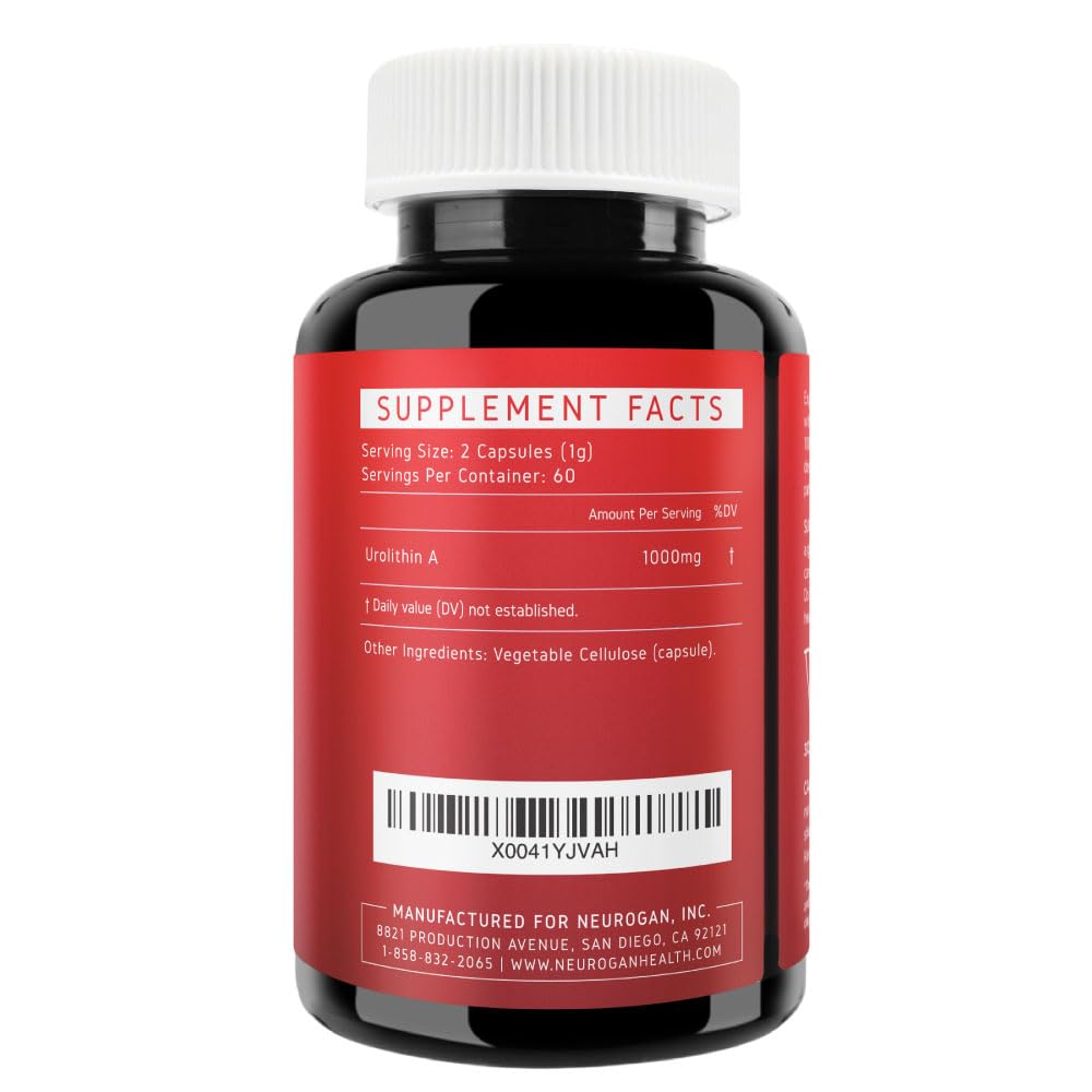 Neurogan Urolithin A PRO Capsules - 1000mg, 120 Ct - Advanced Cellular Health, Post Biotic Supplements - Ultra Micronized Urolithin A Supplement, Sourced from Pomegranate Extract - Maple Wellness Supplements