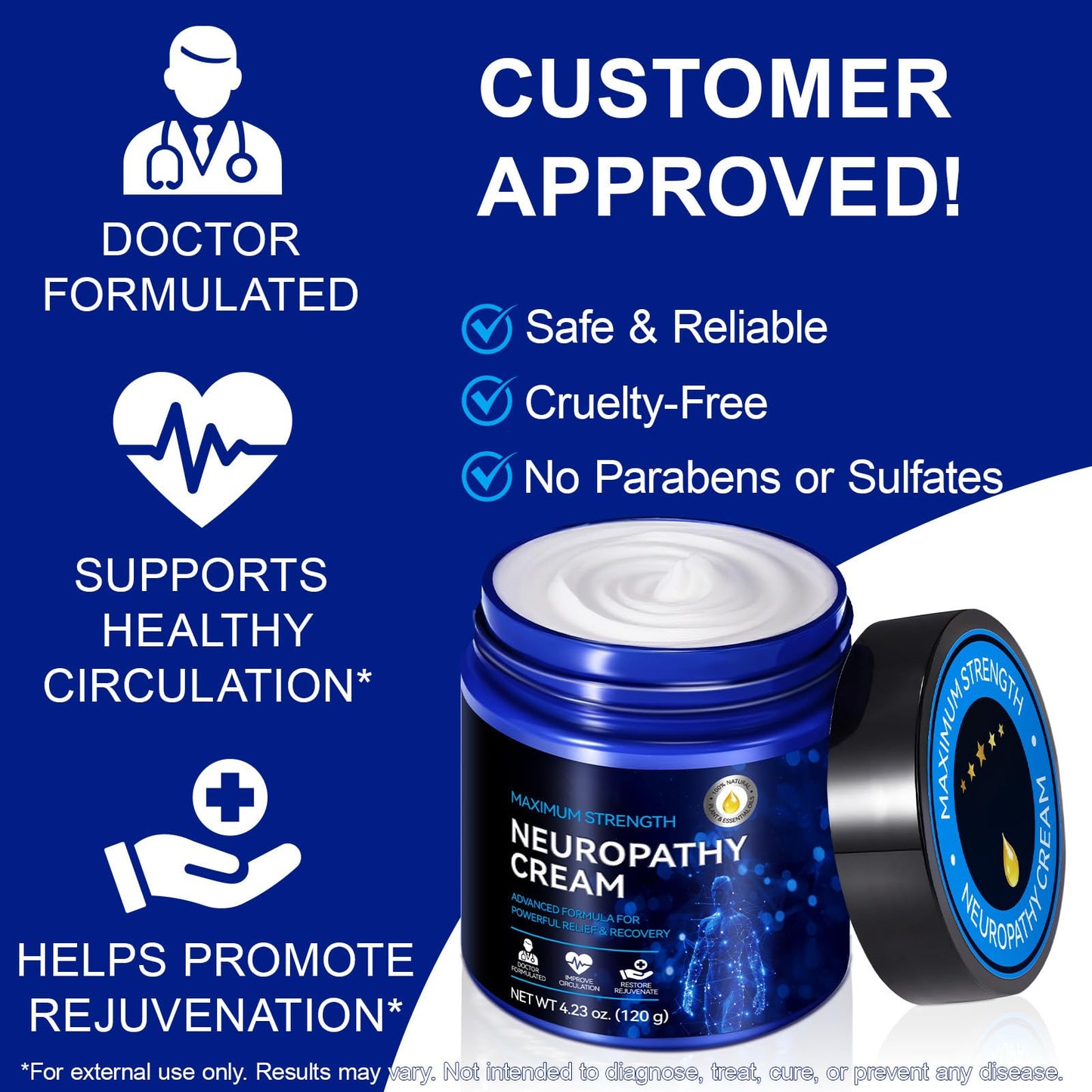 Neuropathy Cream for Feet, Legs & Hands – Lightweight, Plant-Based Formula with Cooling Comfort, 4 oz - Maple Wellness Supplements