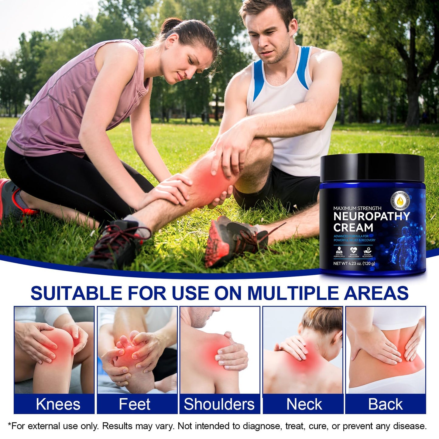 Neuropathy Cream for Feet, Legs & Hands – Lightweight, Plant-Based Formula with Cooling Comfort, 4 oz - Maple Wellness Supplements