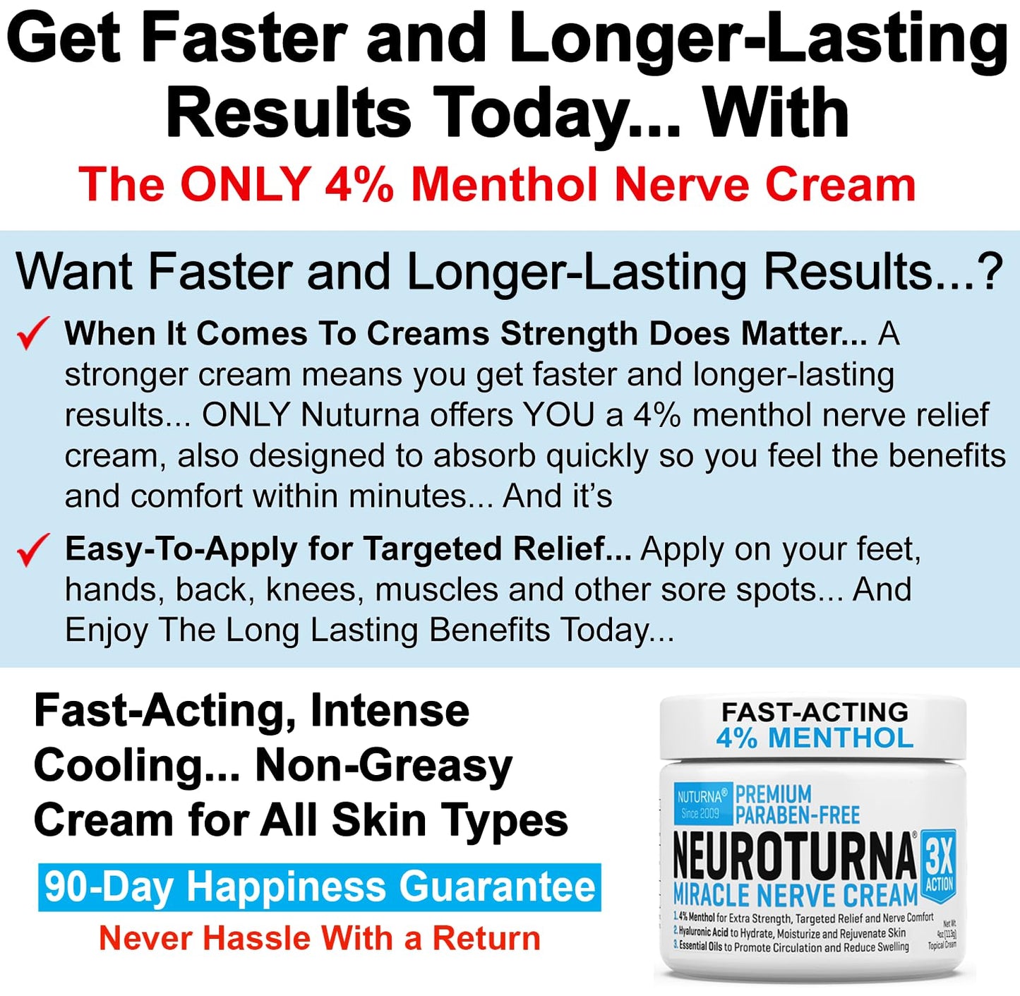 Neuropathy Nerve Relief Cream - Premium Nerve Cream 3X Action for Targeted Relief and Soothing Nerve Comfort - Maximum Strength with 4% Menthol Arnica MSM for Feet Hands Legs Toes & Back - Large 4 Oz - Maple Wellness Supplements