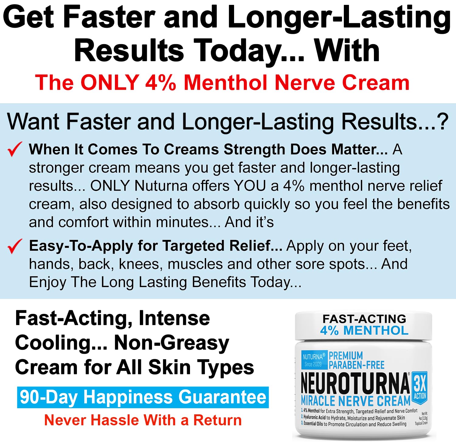 Neuropathy Nerve Relief Cream - Premium Nerve Cream 3X Action for Targeted Relief and Soothing Nerve Comfort - Maximum Strength with 4% Menthol Arnica MSM for Feet Hands Legs Toes & Back - Large 4 Oz - Maple Wellness Supplements