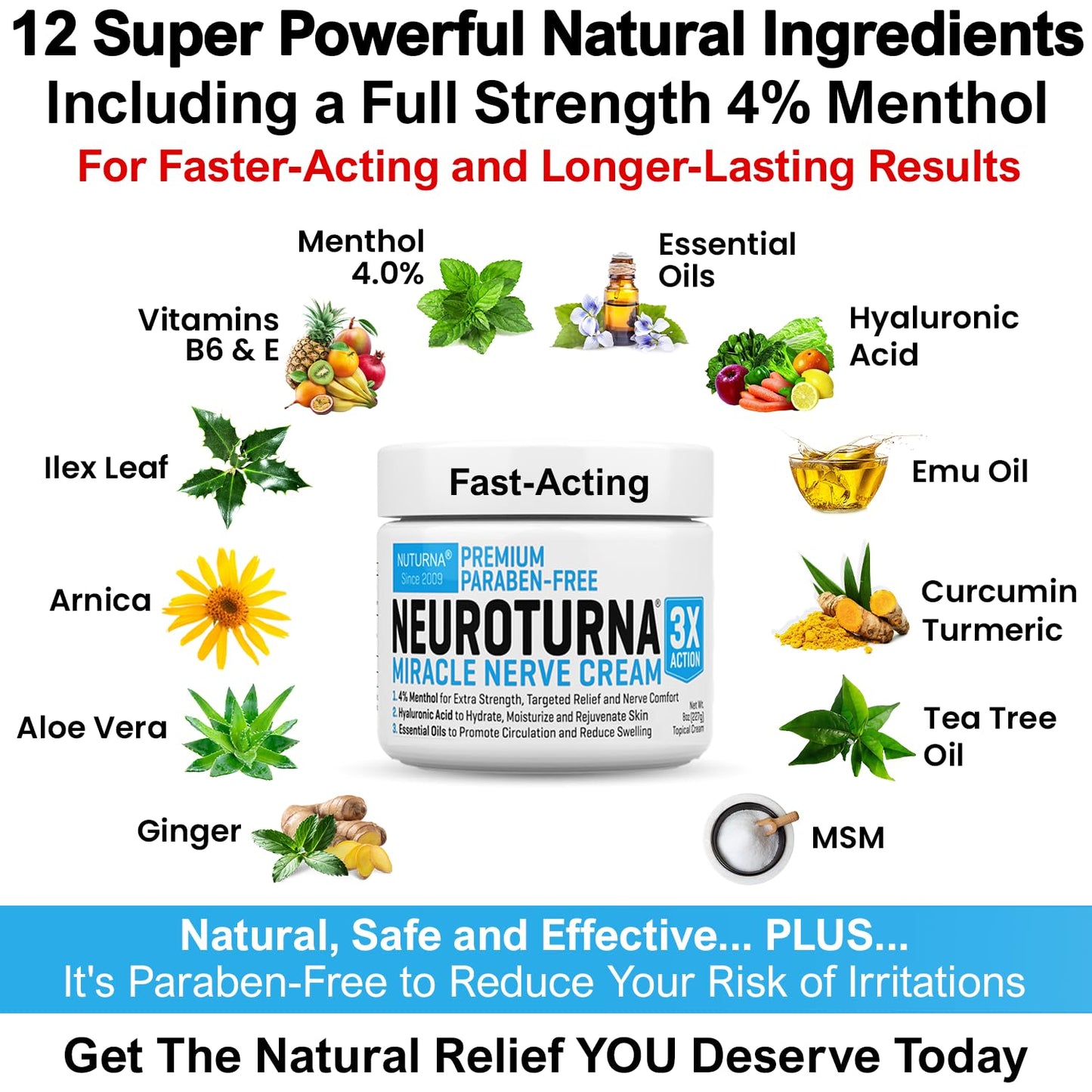 Neuropathy Nerve Relief Cream - Premium Nerve Cream 3X Action for Targeted Relief and Soothing Nerve Comfort - Maximum Strength with 4% Menthol Arnica MSM for Feet Hands Legs Toes & Back - Large 4 Oz - Maple Wellness Supplements