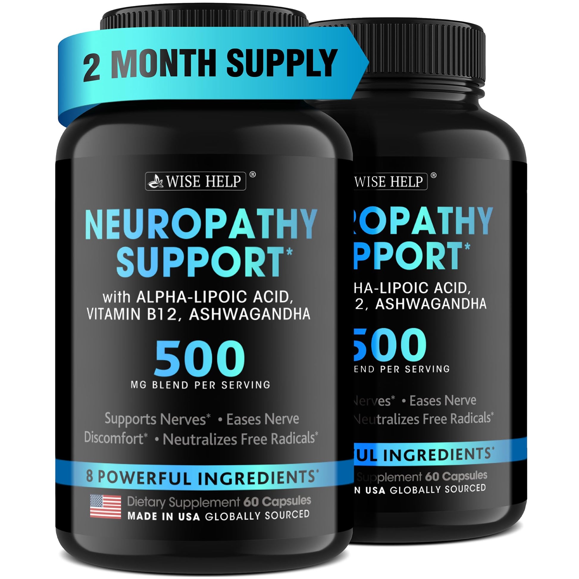Neuropathy Support Natural Nerve Discomfort Relief - Made in USA - Nerve Antioxidant for Trigeminal Neuralgia, Diabetic & Peripheral Neuropathy - Hands, Neck, Feet & Toes Treatment Formula - Pack of 2 - Maple Wellness Supplements