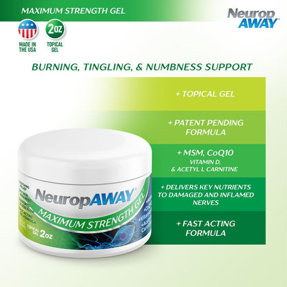 NeuropAWAY® Maximum Strength Gel, for Nerve discomfort, Burning, Tingling, and Numbness 2oz - Maple Wellness Supplements