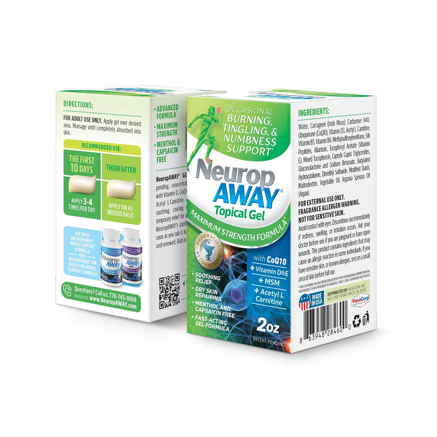 NeuropAWAY® Maximum Strength Gel, for Nerve discomfort, Burning, Tingling, and Numbness 2oz - Maple Wellness Supplements