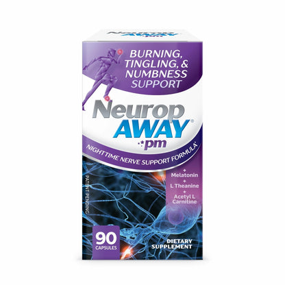 NeuropAWAY Nerve Support PM, with R-Alpha Lipoic Acid to Help Provide Nerve Relief in as Little as 5 Days, Acetyl-L-Carnitine, Theanine, Melatonin, and Methylcobalamin, 90 Capsules - Maple Wellness Supplements