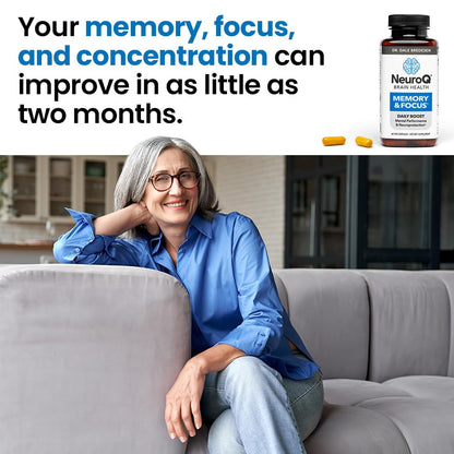 NeuroQ Memory & Focus - Boosts Cognitive Performance & Healthy Brain Function - Neuroprotective Formula by Dr. Dale Bredesen - Gotu Kola Ginkgo Phosphatidylserine Coffee Fruit & Propolis - 60 Capsules - Maple Wellness Supplements