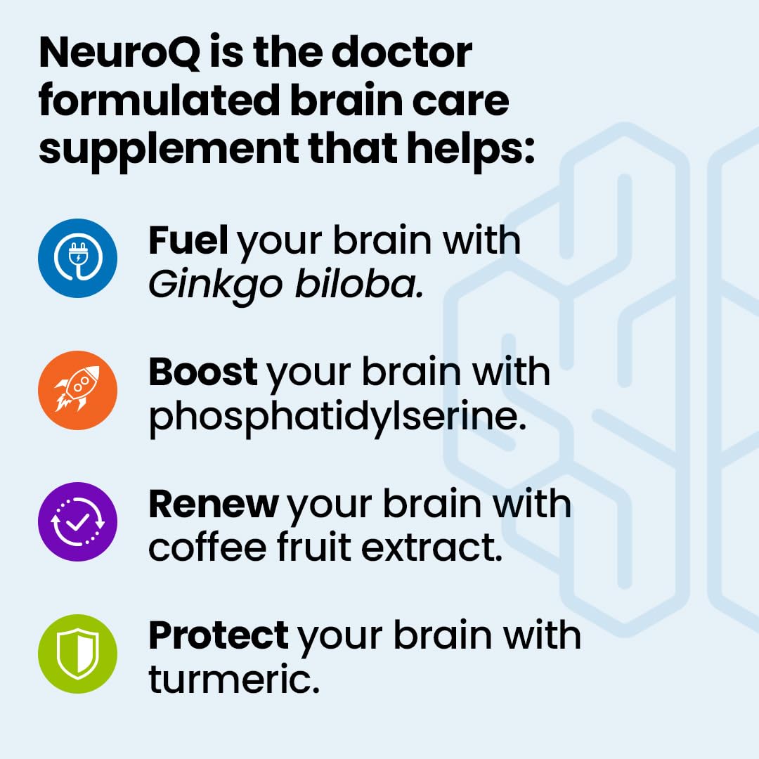 NeuroQ Memory & Focus - Boosts Cognitive Performance & Healthy Brain Function - Neuroprotective Formula by Dr. Dale Bredesen - Gotu Kola Ginkgo Phosphatidylserine Coffee Fruit & Propolis - 60 Capsules - Maple Wellness Supplements