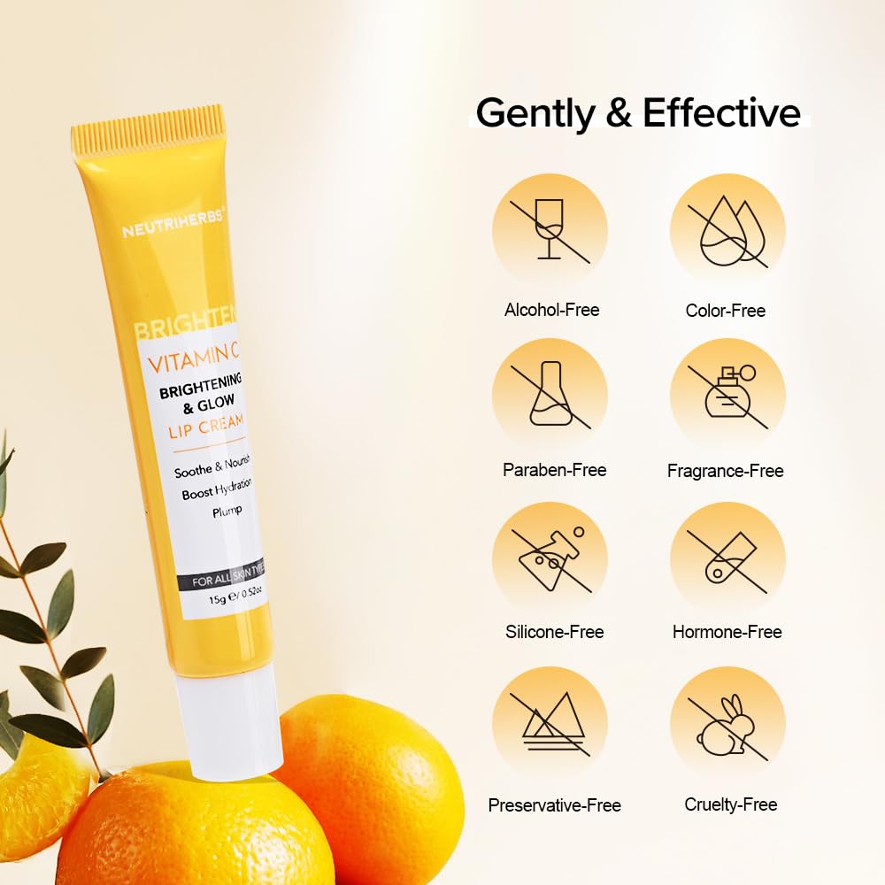 NEUTRIHERBS Lip Cream, Vitamin C Lip Balm to Nourish and Soothes Dry, Cracked Lips - Maple Wellness Supplements
