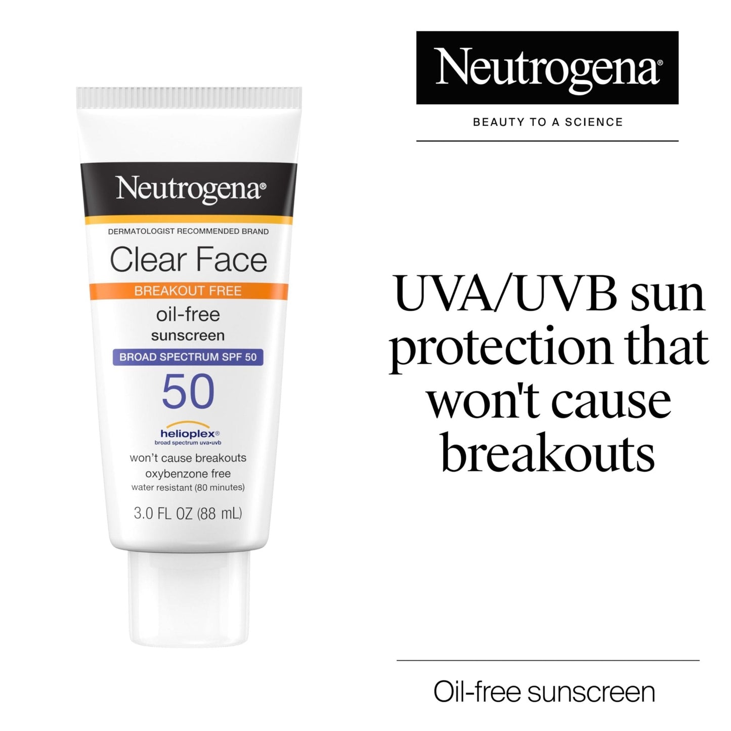 Neutrogena Clear Face Sunscreen Lotion for Acne-Prone Skin, Broad Spectrum SPF 50, Sunscreen for Face & Oily Skin - Maple Wellness Supplements