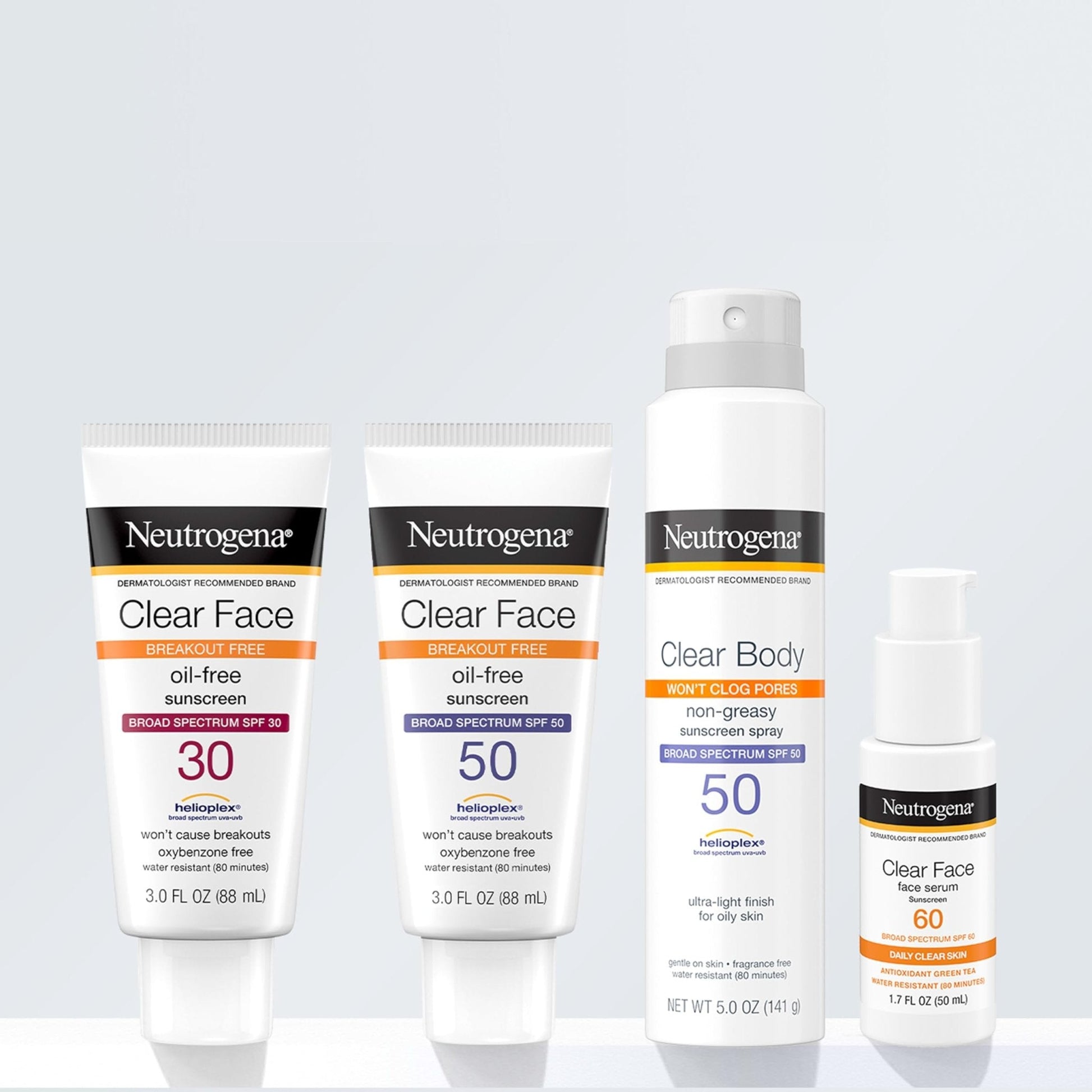 Neutrogena Clear Face Sunscreen Lotion for Acne-Prone Skin, Broad Spectrum SPF 50, Sunscreen for Face & Oily Skin - Maple Wellness Supplements