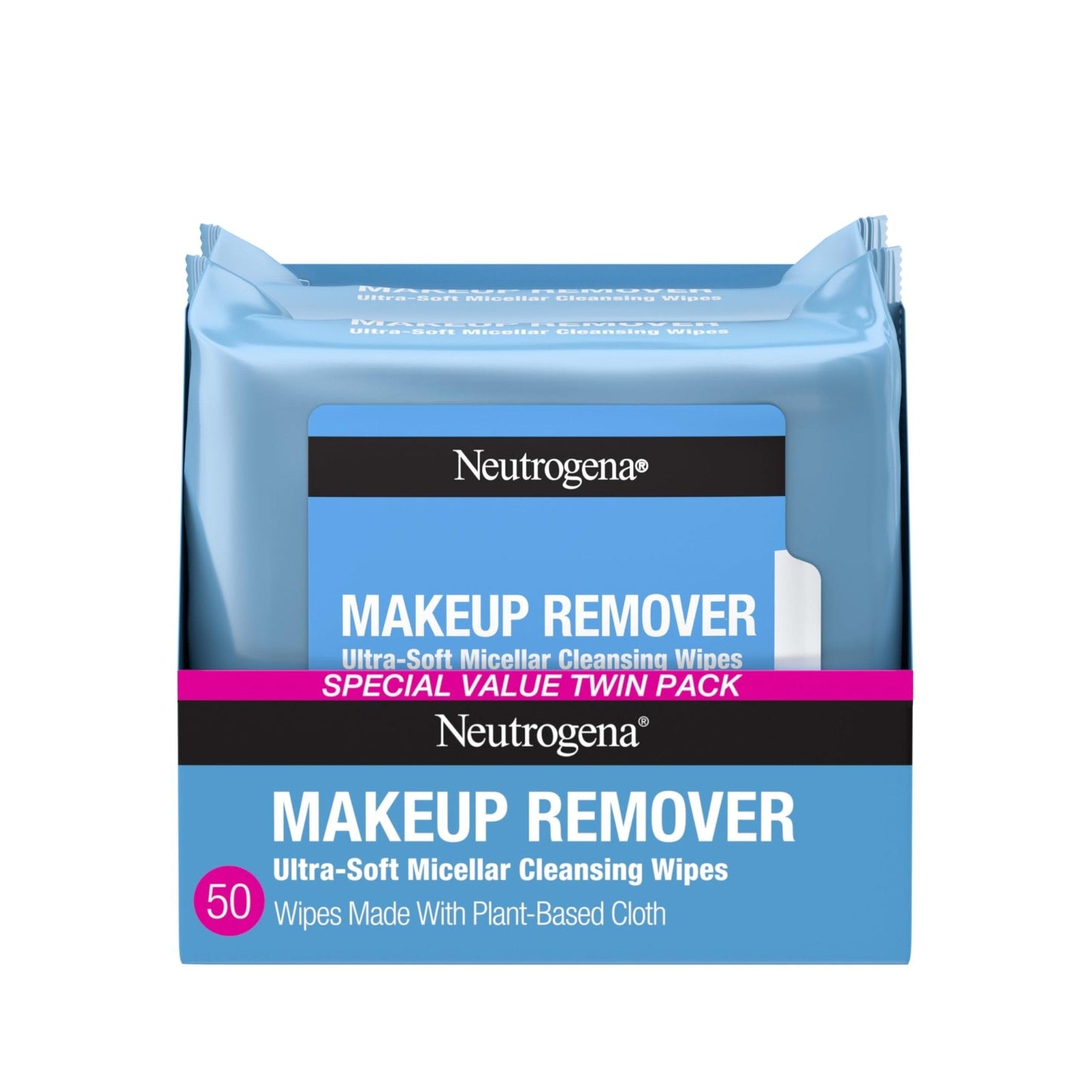 Neutrogena Makeup Remover Wipes Micellar Alcohol-Free Face Towelettes Remove Waterproof Mascara & Oil, Compostable 100% Plant-Based Cloth - Maple Wellness Supplements