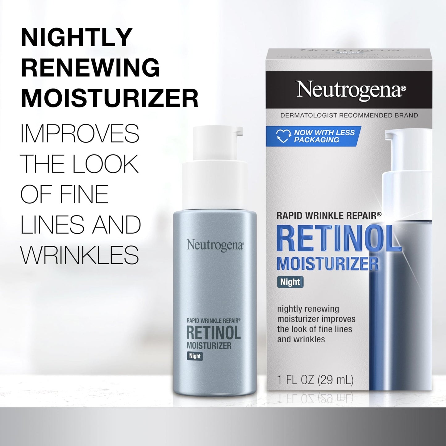 Neutrogena Retinol Face Moisturizer Cream, Rapid Wrinkle Repair, Anti-Wrinkle Night Moisturizer, Anti-Wrinkle Face & Neck Cream - Maple Wellness Supplements