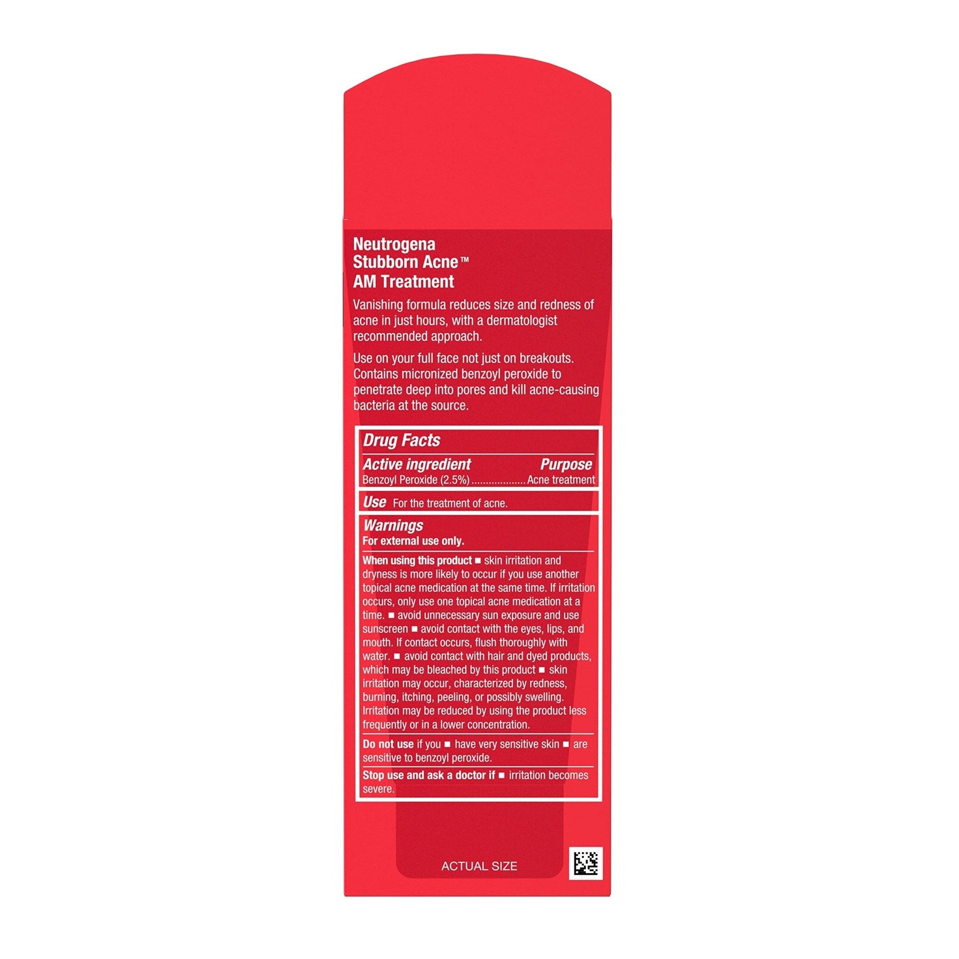 Neutrogena Stubborn Acne AM Face Treatment with 2.5% Micronized Benzoyl Peroxide Acne Medication, Oil-Free Daily Facial Treatment Reduces Size - Maple Wellness Supplements