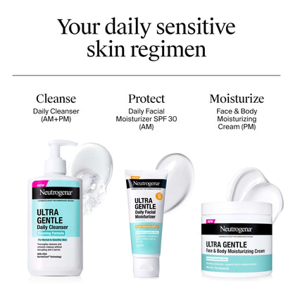 Neutrogena Ultra Gentle Foaming Facial Cleanser, Fragrance Free Hydrating Face Wash for Sensitive Skin, Daily Non Over Drying Makeup Remover - Maple Wellness Supplements