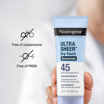 Neutrogena Ultra Sheer Dry-Touch Sunscreen For Face & Body, SPF 45 Broad Spectrum UVA/UVB Protection - Maple Wellness Supplements