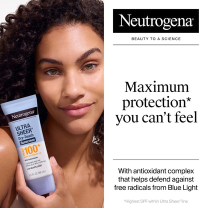 Neutrogena Ultra Sheer Dry-Touch Sunscreen Lotion, Max 100+ Broad Spectrum SPF 100 UVA/UVB Protection, Lightweight - Maple Wellness Supplements