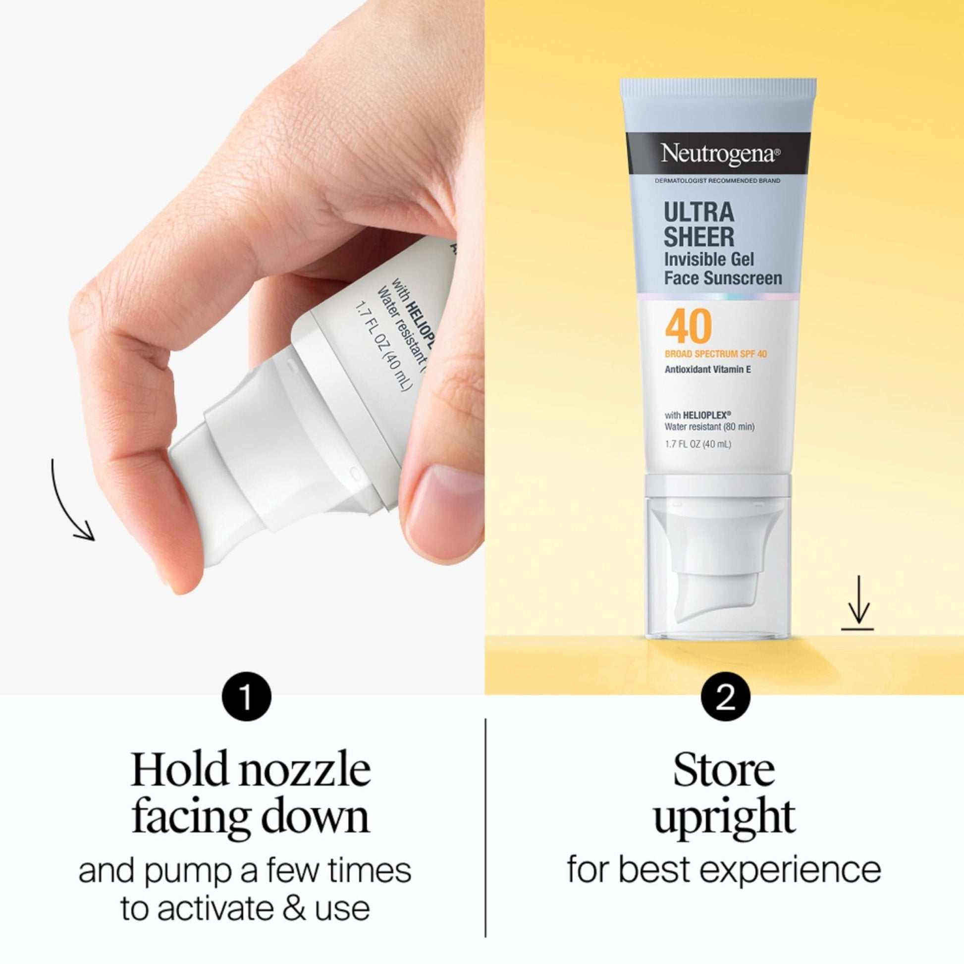 Neutrogena Ultra Sheer Invisible Gel Face Sunscreen SPF 40, Facial Sunscreen & Moisturizer - Maple Wellness Supplements