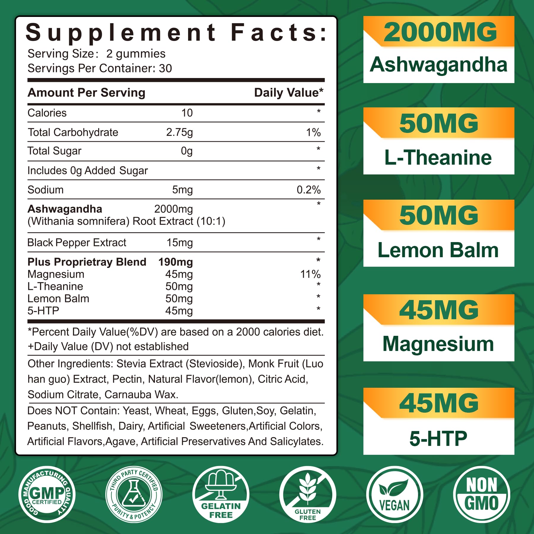 NEVISS Ashwagandha Gummies 2000mg, Feel Refreshed, Plus Proprietary Blend with L-Theanine, 5-HTP, Lemon Balm, Magnesium for Calm, Zzzs & Relaxation Support, 120 Count - Maple Wellness Supplements