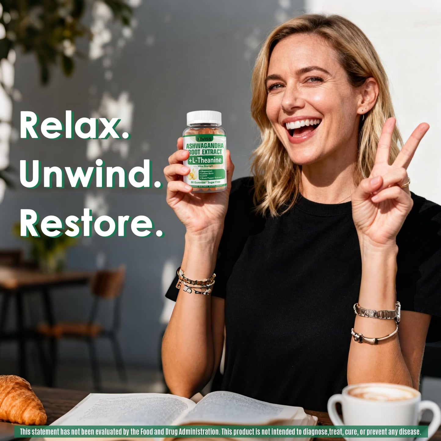 NEVISS Ashwagandha Gummies 2000mg, Feel Refreshed, Plus Proprietary Blend with L-Theanine, 5-HTP, Lemon Balm, Magnesium for Calm, Zzzs & Relaxation Support, 120 Count - Maple Wellness Supplements