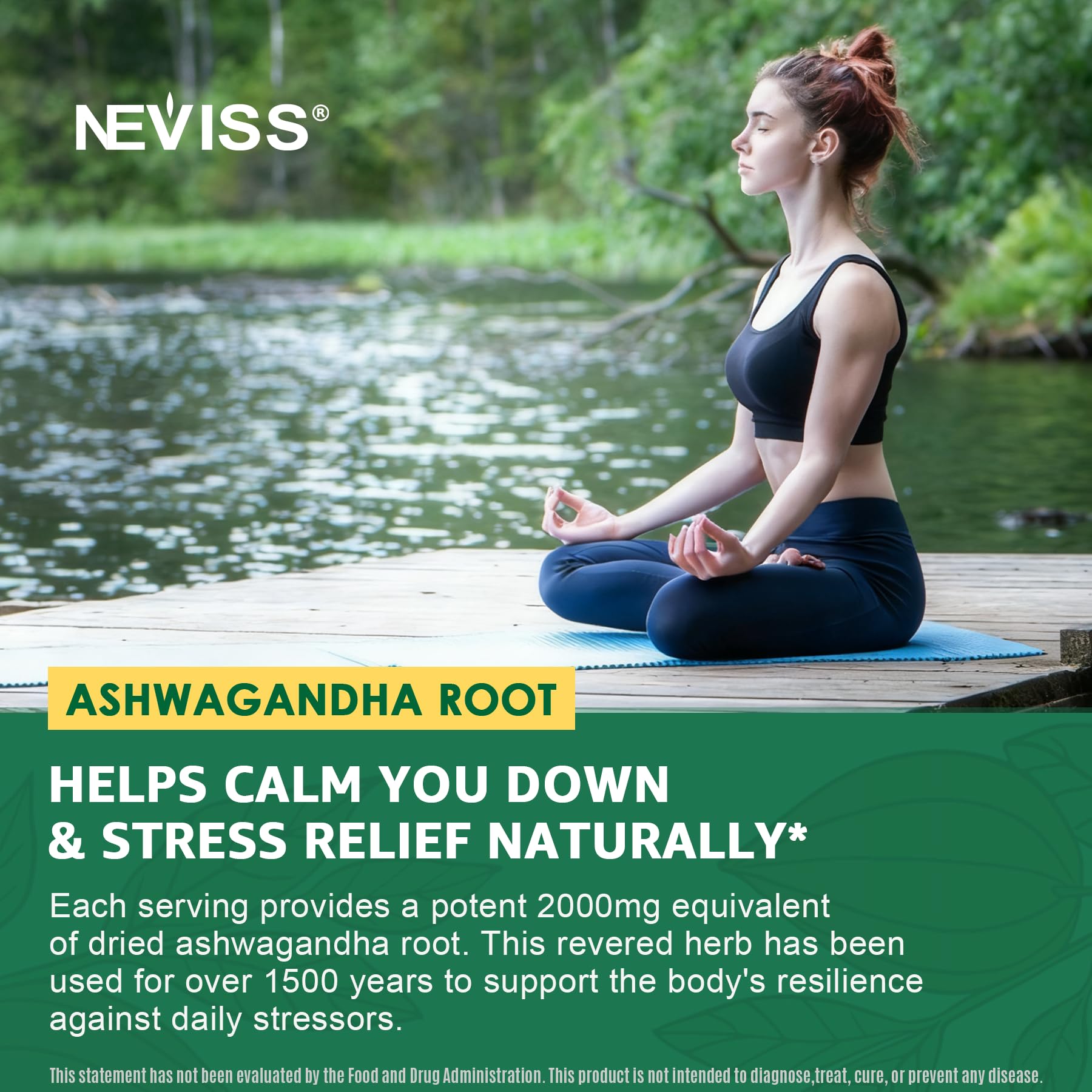 NEVISS Ashwagandha Gummies 2000mg, Feel Refreshed, Plus Proprietary Blend with L-Theanine, 5-HTP, Lemon Balm, Magnesium for Calm, Zzzs & Relaxation Support, 120 Count - Maple Wellness Supplements