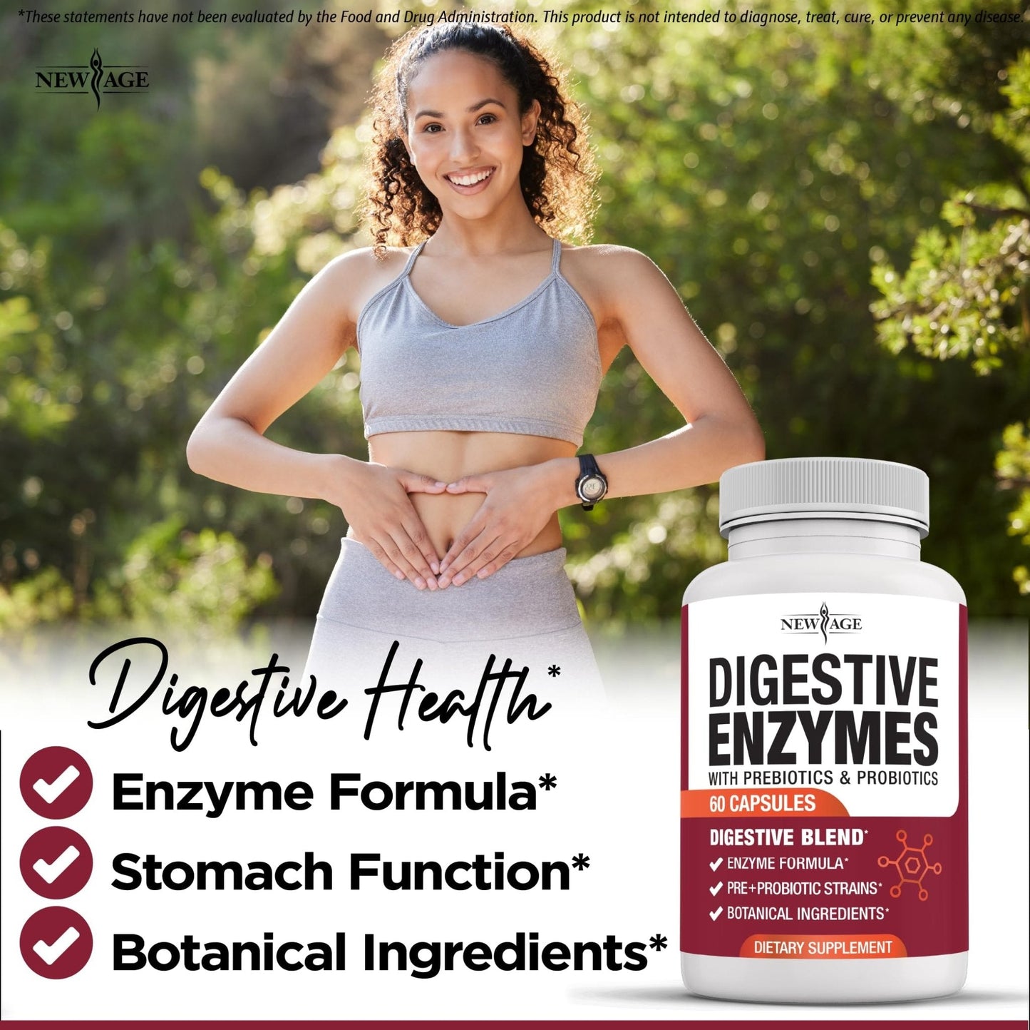 NEW AGE Digestive Enzymes for Gut Health - Probiotic Multi Enzymes with Prebiotics and Probiotics with Lipase for Women and Men for Digestive Health, - Maple Wellness Supplements