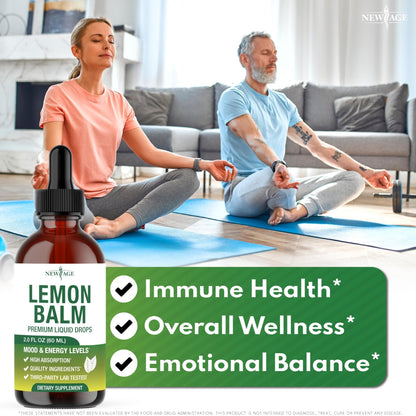NEW AGE Lemon Balm Tincture - Mood Support Supplement - Lemon Balm Leaf Extract Drops - Vegan, Sugar & Alcohol-Free Calming Supplement - 4 fl oz - Maple Wellness Supplements