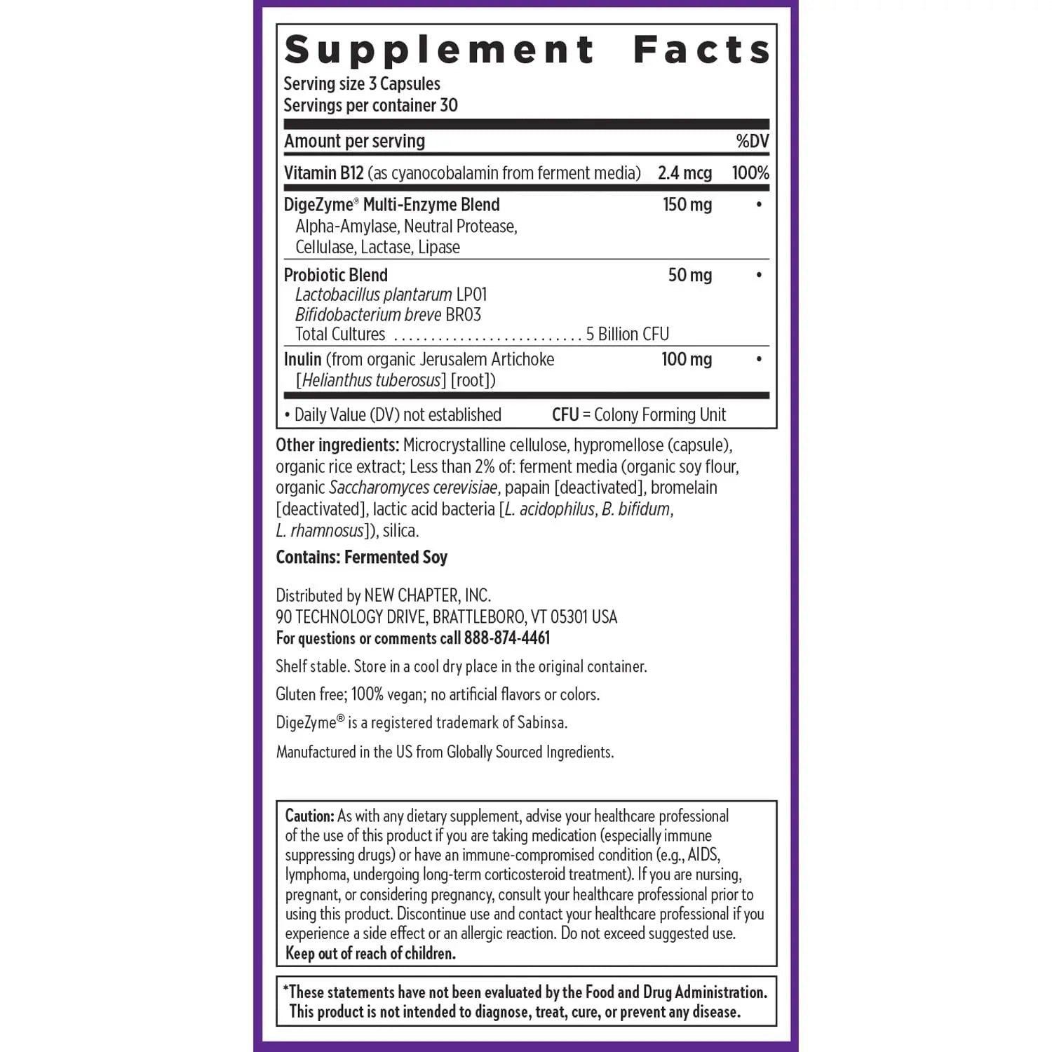 New Chapter All-Flora Enzyme Complex with Probiotics Relieves Bloating & Gas - Clinical-Strength Digestive Enzymes + Ultra-Concentrated Probiotics + Fermented Vitamin B12, 90 Vegan Capsules - Maple Wellness Supplements