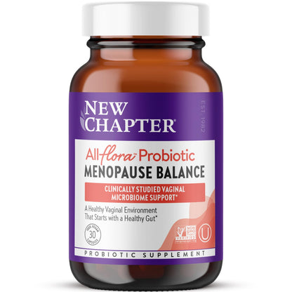 New Chapter All-Flora Probiotic Menopause Balance, Ultra-Concentrated Probiotics for Women with Black Cohosh for Menopause Hot Flashes, 100% Vegan, 30 Vegan Capsules - Maple Wellness Supplements