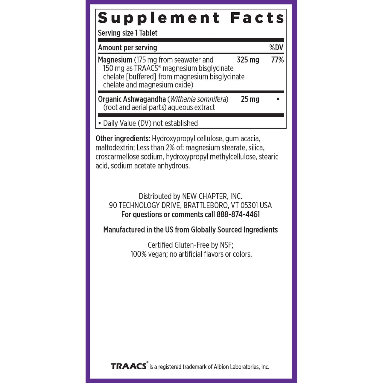 New Chapter Magnesium + Ashwagandha Supplement, 325 mg with Magnesium Glycinate for Muscle Relaxation & Recovery, Heart, Nerve & Bone Health, 2.5X Absorption - Maple Wellness Supplements