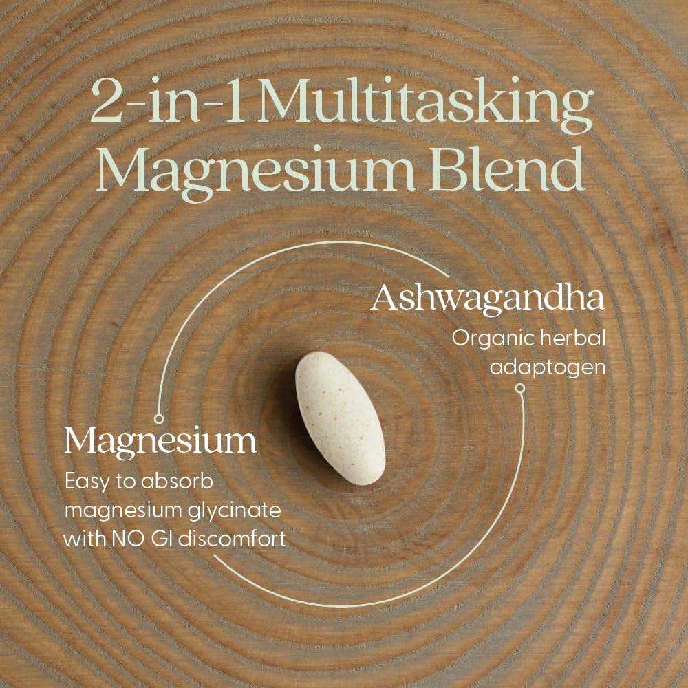 New Chapter Magnesium + Ashwagandha Supplement, 325 mg with Magnesium Glycinate for Muscle Relaxation & Recovery, Heart, Nerve & Bone Health, 2.5X Absorption - Maple Wellness Supplements