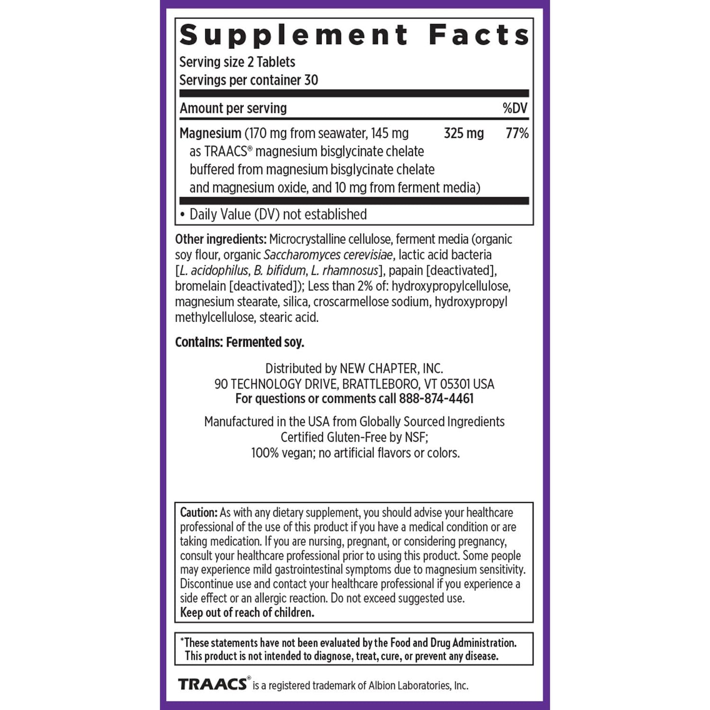 New Chapter Magnesium Complex Supplement, 325mg with Magnesium Glycinate + Sea-Sourced + Fermented Forms for Heart, Bone, Nerve, Muscle & Cellular Energy, 100% Vegan, 60 Tablets - Maple Wellness Supplements