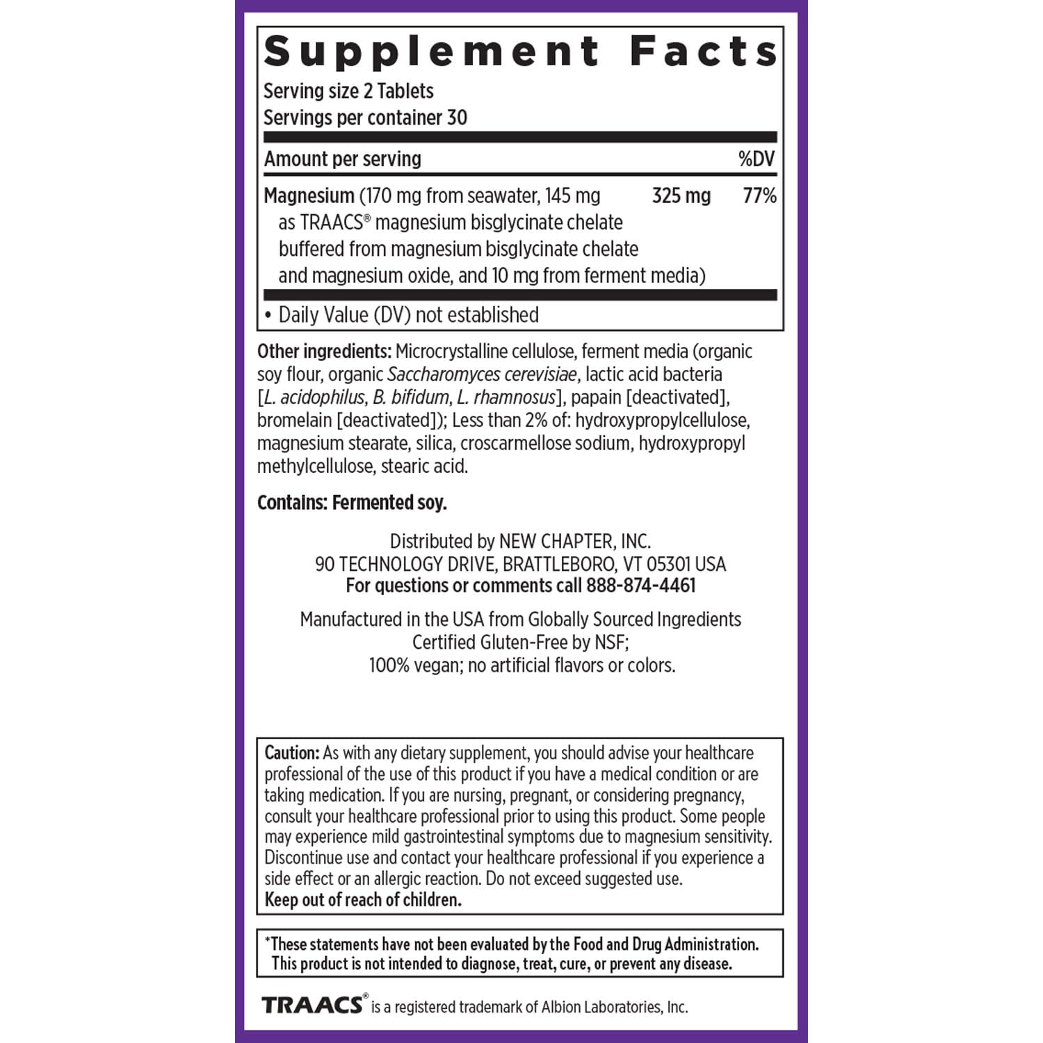New Chapter Magnesium Complex Supplement, 325mg with Magnesium Glycinate + Sea-Sourced + Fermented Forms for Heart, Bone, Nerve, Muscle & Cellular Energy, 100% Vegan, 60 Tablets - Maple Wellness Supplements
