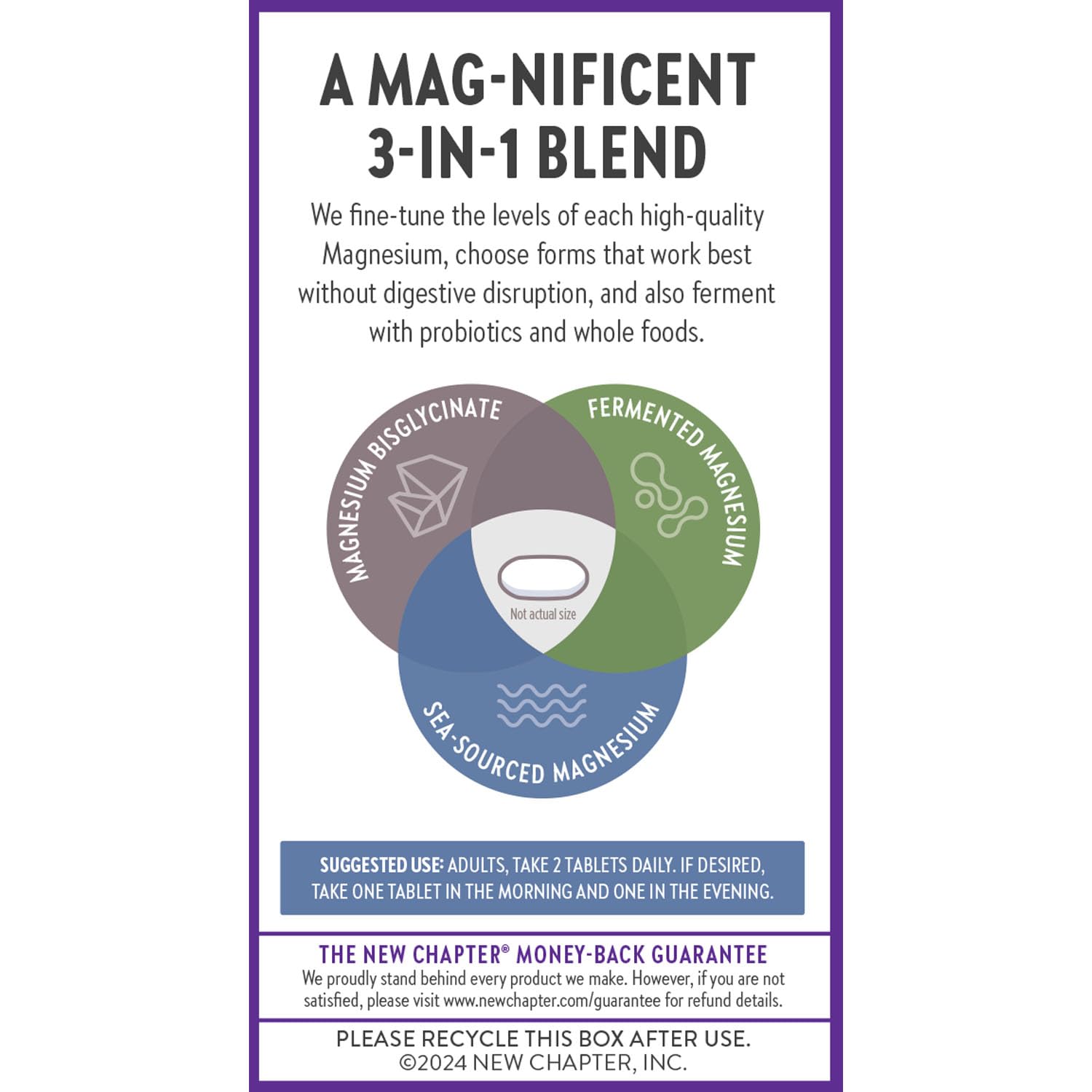 New Chapter Magnesium Complex Supplement, 325mg with Magnesium Glycinate + Sea-Sourced + Fermented Forms for Heart, Bone, Nerve, Muscle & Cellular Energy, 100% Vegan, 60 Tablets - Maple Wellness Supplements