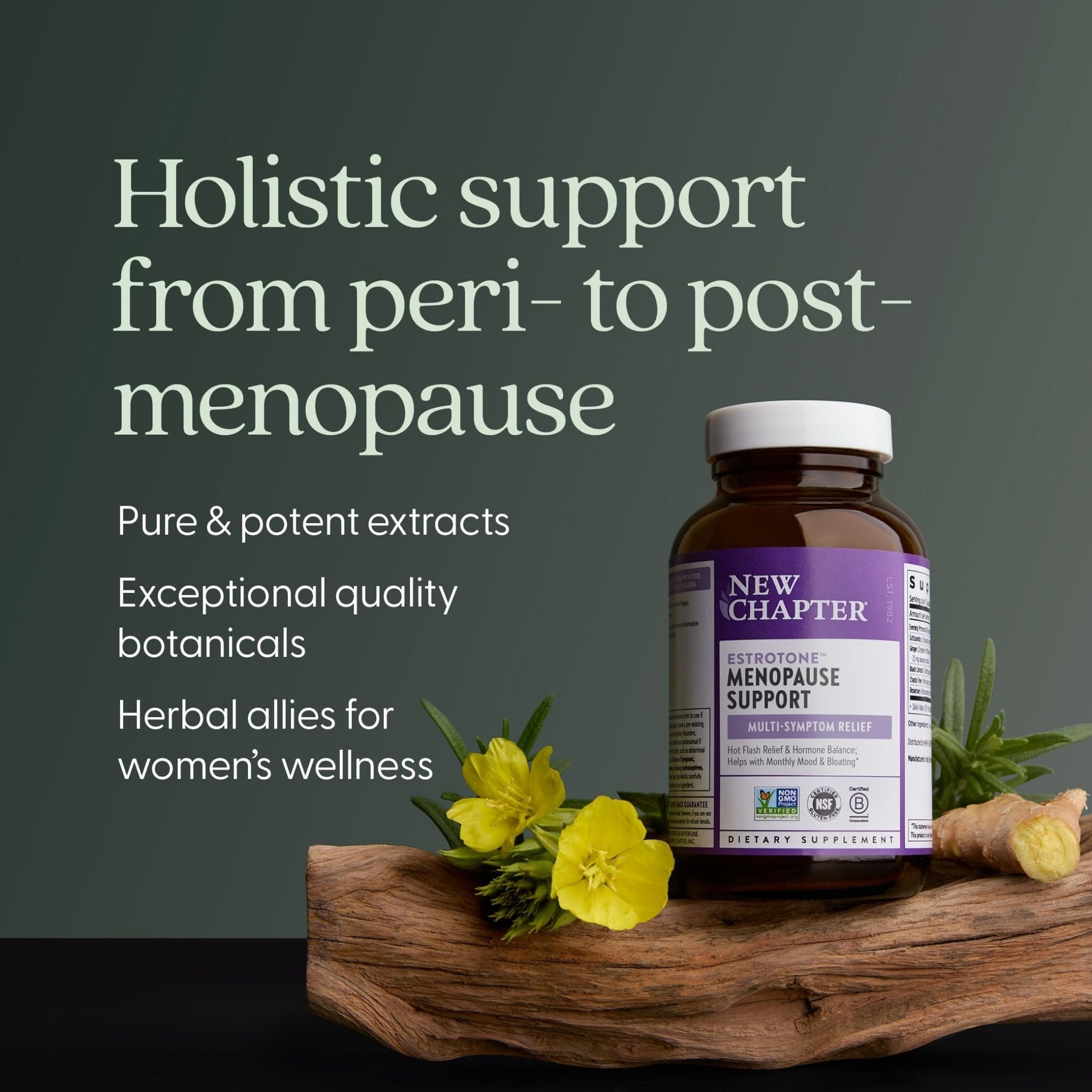 New Chapter Menopause Supplement - Estrotone Herbal Hormone Balance for Women in Perimenopause, with Black Cohosh for Hot Flash Relief & to Reduce Night Sweats + Vitex, No Added Hormones - 30 ct - Maple Wellness Supplements