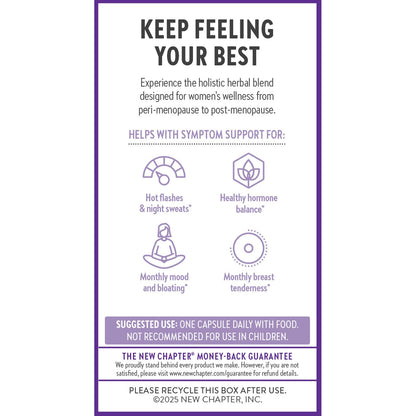 New Chapter Menopause Supplement - Estrotone Herbal Hormone Balance for Women in Perimenopause, with Black Cohosh for Hot Flash Relief & to Reduce Night Sweats + Vitex, No Added Hormones - 30 ct - Maple Wellness Supplements