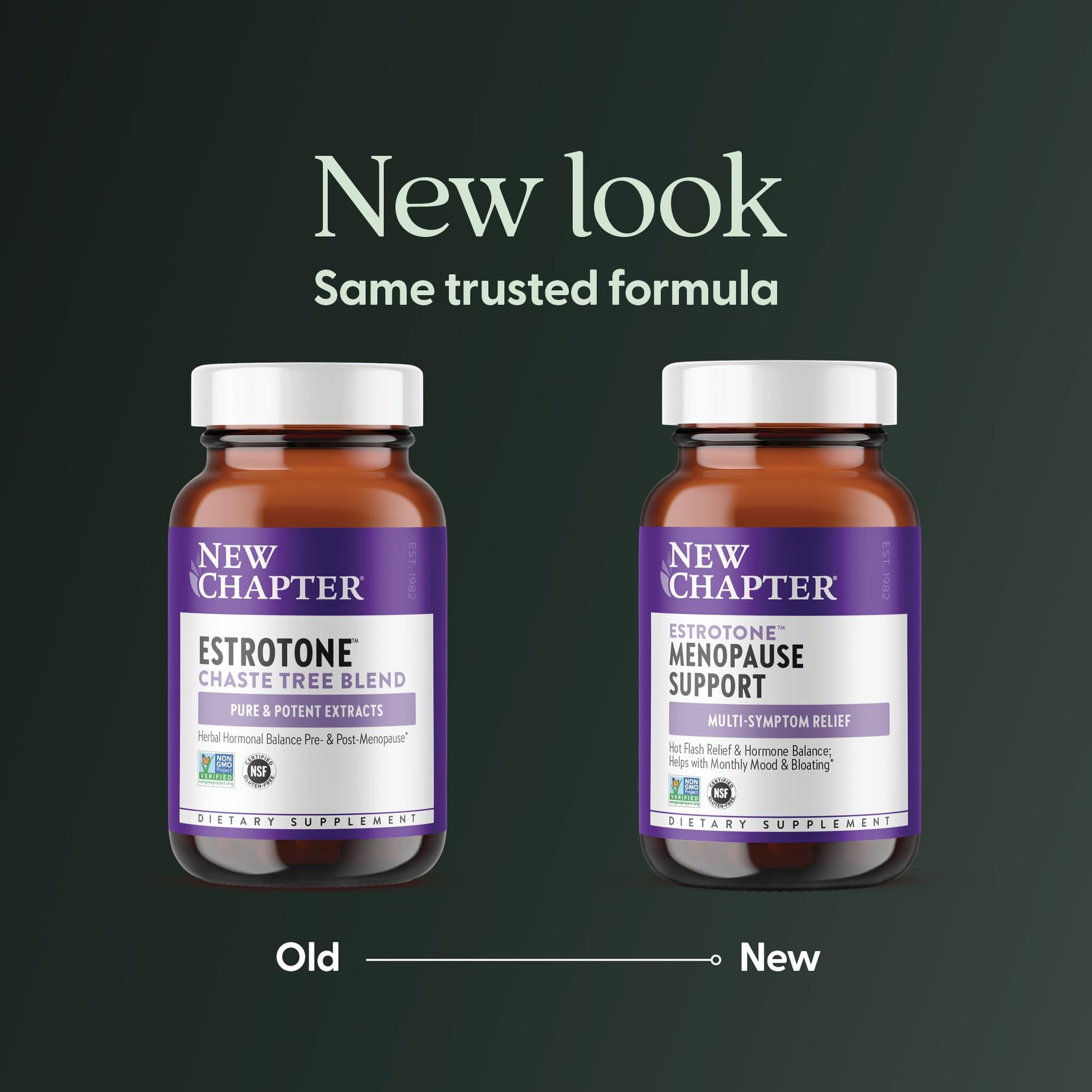 New Chapter Menopause Supplement - Estrotone Herbal Hormone Balance for Women in Perimenopause, with Black Cohosh for Hot Flash Relief & to Reduce Night Sweats + Vitex, No Added Hormones - 30 ct - Maple Wellness Supplements