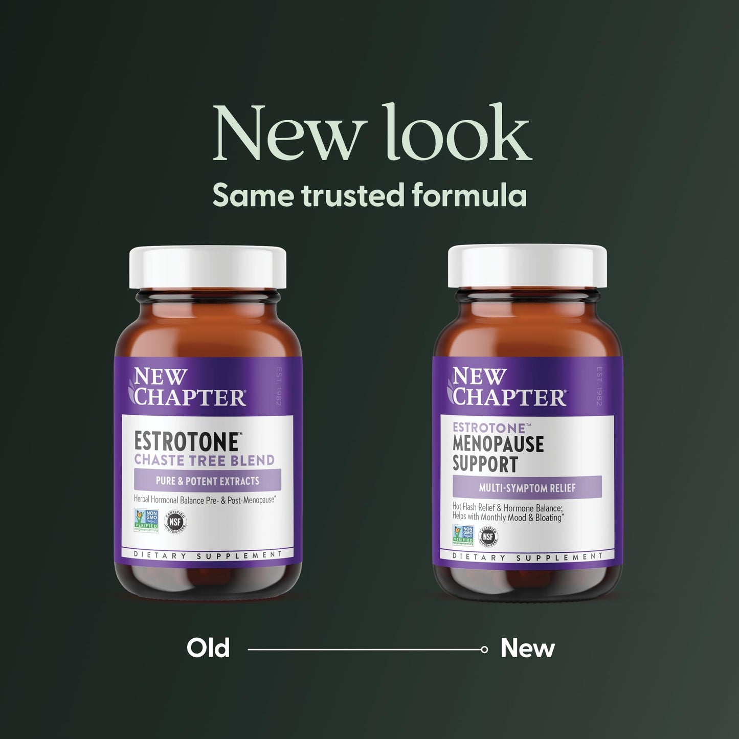 New Chapter Menopause Supplement - Estrotone Herbal Hormone Balance for Women in Perimenopause, with Black Cohosh for Hot Flash Relief & to Reduce Night Sweats + Vitex, No Added Hormones - 60 ct - Maple Wellness Supplements