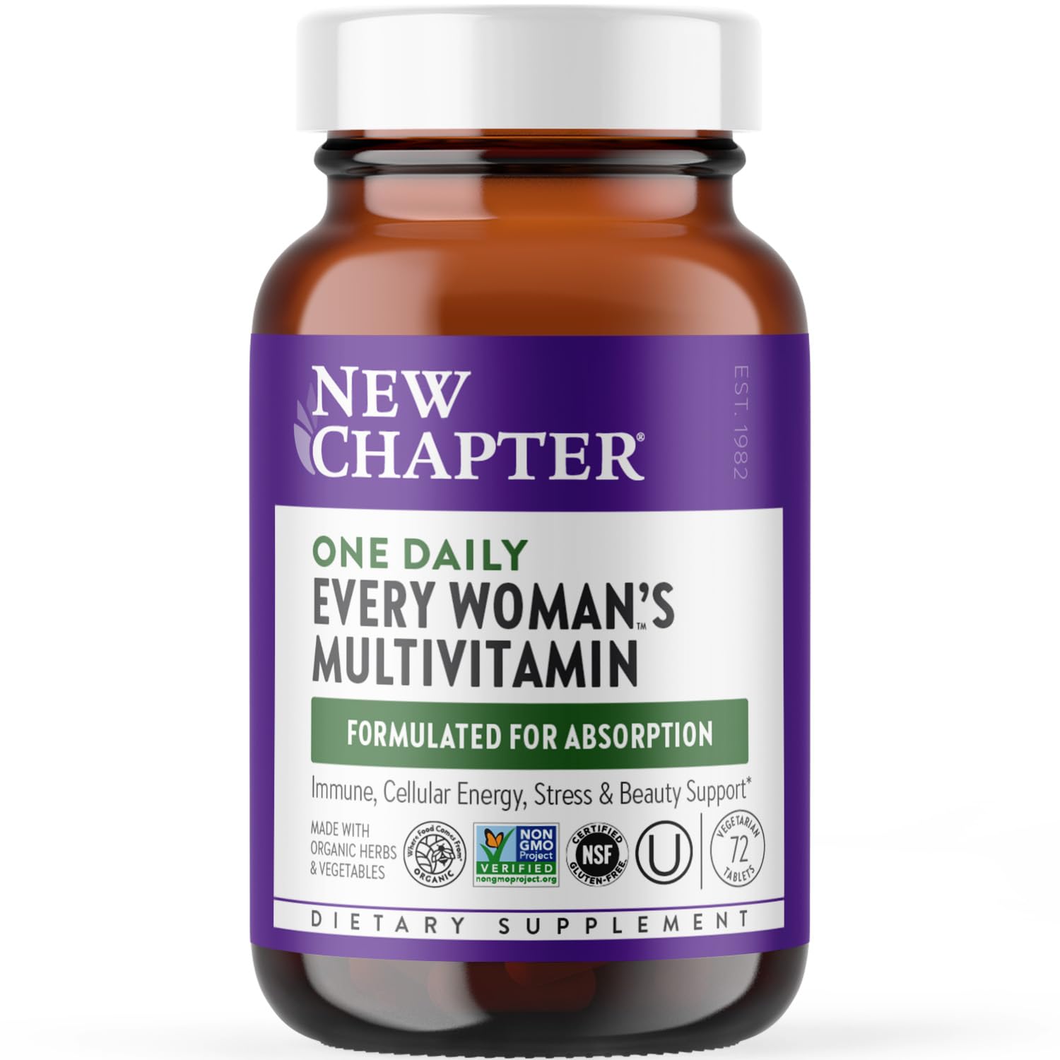 New Chapter Women’s Multivitamin, Iron, B6, B12, Biotin for Hair Growth, D3, Vit C, Zinc for Immune & Stress Support, Gentle on an Empty Stomach, One Daily, Non-GMO, Gluten-Free, 18+, 72 Tablets - Maple Wellness Supplements