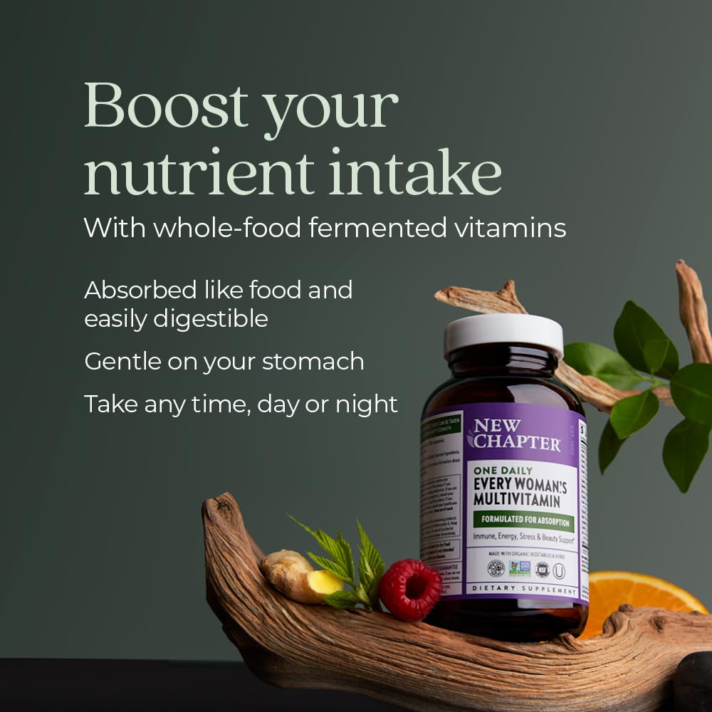 New Chapter Women’s Multivitamin, Iron, B6, B12, Biotin for Hair Growth, D3, Vit C, Zinc for Immune & Stress Support, Gentle on an Empty Stomach, One Daily, Non-GMO, Gluten-Free, 18+, 72 Tablets - Maple Wellness Supplements