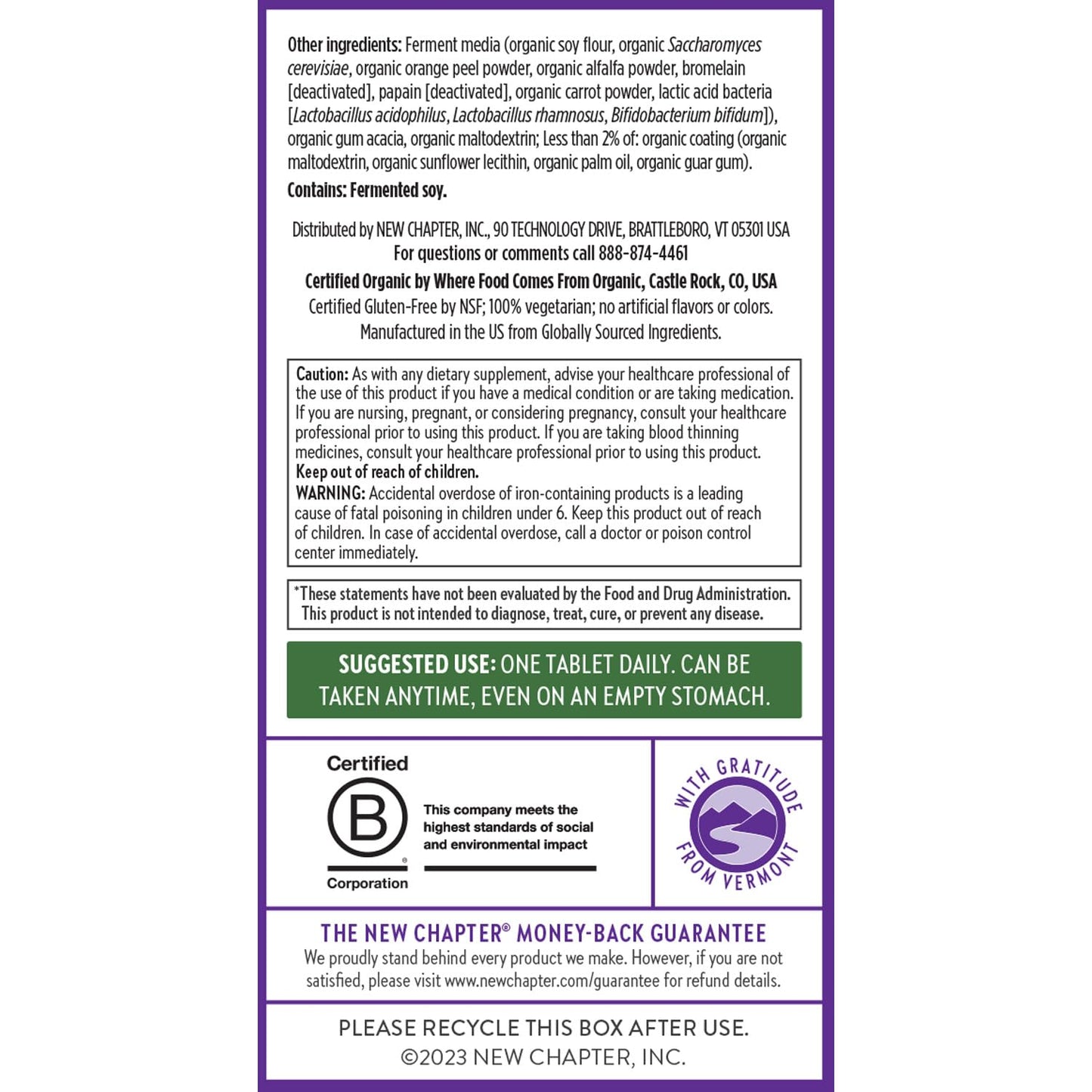 New Chapter Women’s Multivitamin, Iron, B6, B12, Biotin for Hair Growth, D3, Vit C, Zinc for Immune & Stress Support, Gentle on an Empty Stomach, One Daily, Non-GMO, Gluten-Free, 18+, 72 Tablets - Maple Wellness Supplements