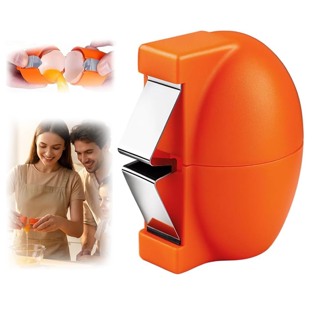 New Egg Shell Opener Egg Cracker Tool Stainless Steel, Multifunctional Egg Shell Opener for Raw Or Hard-Boiled Eggs, Kitchen Gadget for Cooking Baking (Orange Red) - Maple Wellness Supplements