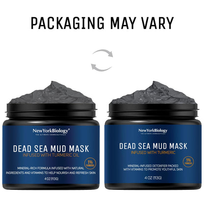 New York Biology Dead Sea Mud Mask for Face and Body | with Turmeric Oil | Spa Quality Pore Refiner for Oily Skin | Natural Skincare for Women & Men - Maple Wellness Supplements