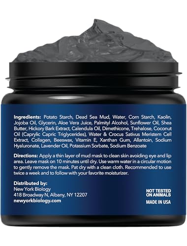 New York Biology Dead Sea Mud Mask for Face, Body | with Stem Cell and Collagen | Spa Quality Pore Refiner for Oily Skin - Maple Wellness Supplements