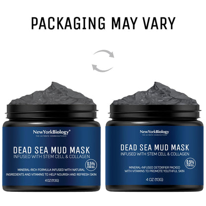 New York Biology Dead Sea Mud Mask for Face, Body | with Stem Cell and Collagen | Spa Quality Pore Refiner for Oily Skin - Maple Wellness Supplements