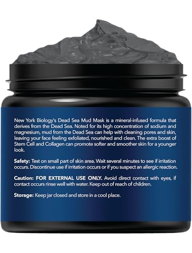 New York Biology Dead Sea Mud Mask for Face, Body | with Stem Cell and Collagen | Spa Quality Pore Refiner for Oily Skin - Maple Wellness Supplements