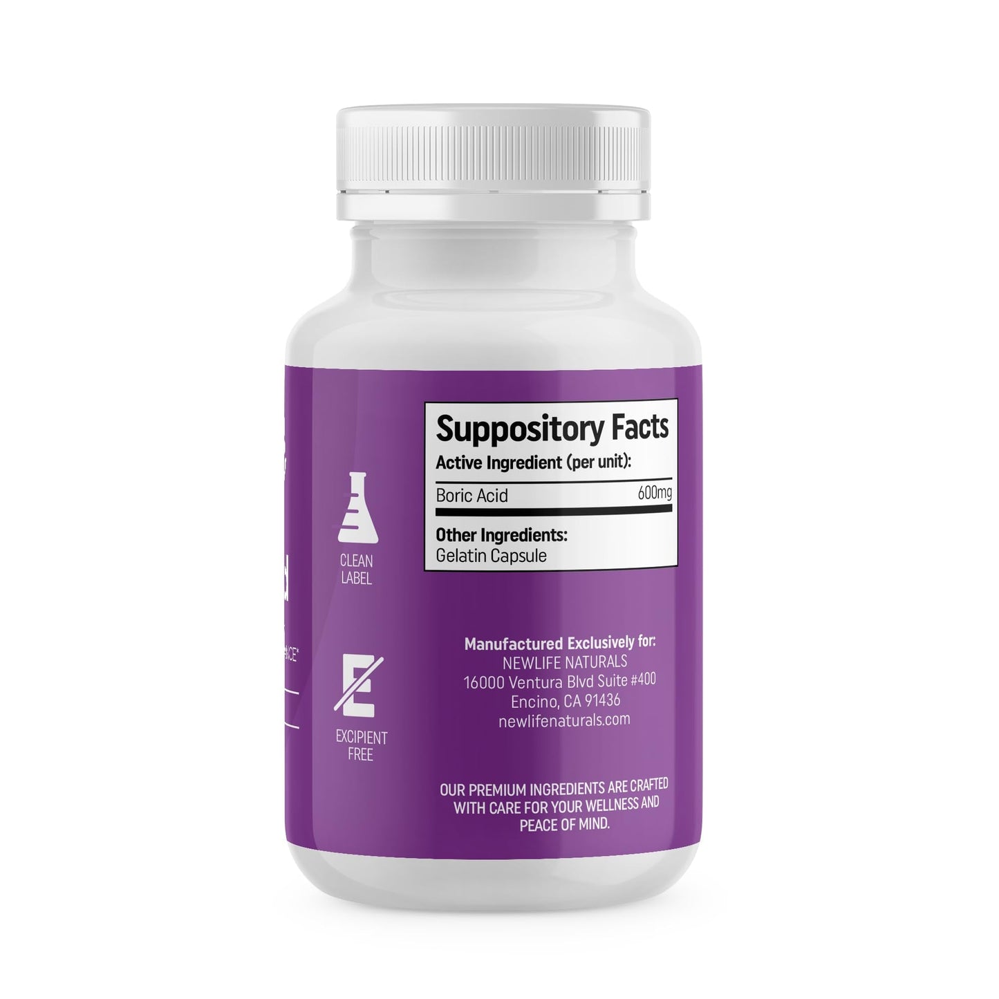 NewLife Naturals - Boric Acid Suppositories for Women pH Balance Pills - 600mg - Feminine Care - Vaginal Odor Itching Discharge BV | Made in USA | 30 Capsules - Maple Wellness Supplements
