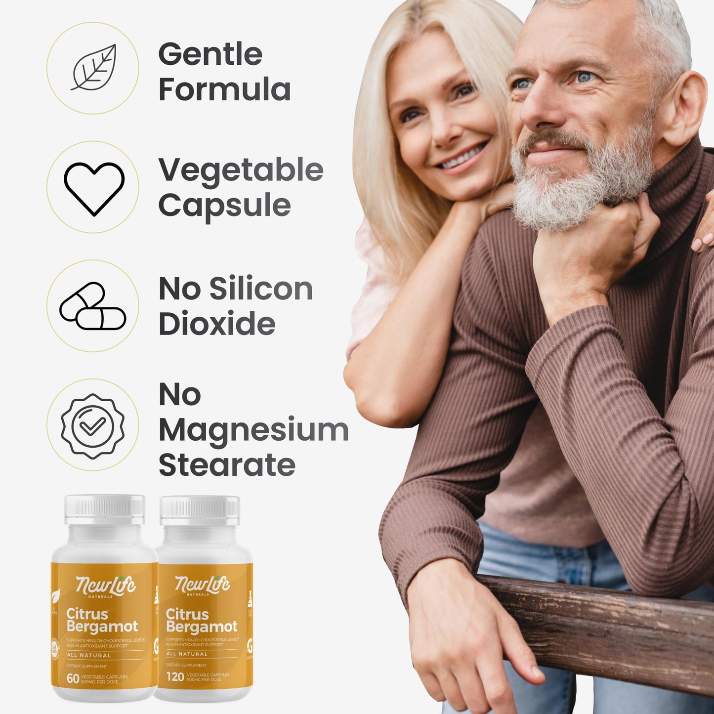 NewLife Naturals Citrus Bergamot Supplements 500 MG - Heart Health - Supplement for Wellness and Aging Support - Maple Wellness Supplements