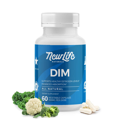 NewLife Naturals DIM Supplement 300mg for Women & Men - Hormonal Acne, Estrogen Balance Pills, Post Menopause Relief | Healthy Estrogen Level | Hormonal Balance - Bioperine | PCOS - 60 Day Supply - Maple Wellness Supplements
