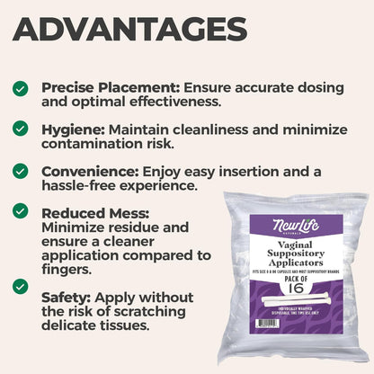 NewLife Naturals Vaginal Suppository Applicators for Boric Acid Suppositories, Size 0 & 00 Capsules, and Pills & Tablets – Individually Wrapped Disposable Applicators – Pack of 28 (Made in USA) - Maple Wellness Supplements